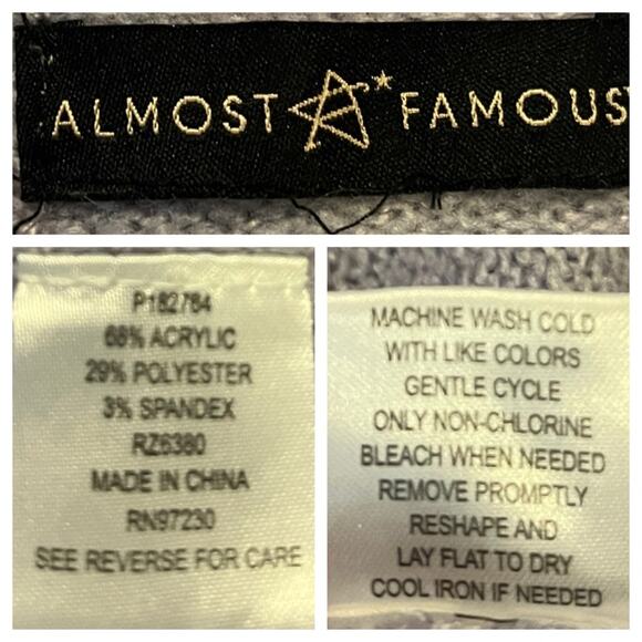 Almost Famous Sweater V-neck Tunic Soft Fuzzy Knit Purple Women’s Size Large - Picture 9 of 10